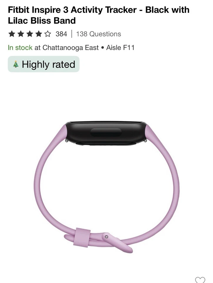 Fitbit Inspire 3 Activity Tracker - Black with Lilac Bliss Band New broken seal  - Image 3 of 3