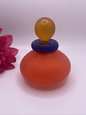 Vintage Franco Moretti Italian Murano Glass Perfume Bottle w/ Stopper, Signed