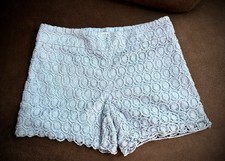 Ann Taylor LOFT Women  s Size 0 Light Blue Lace High Rise Shorts Scalloped Hem