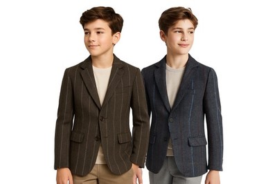 Baby Jungen Tweed Blazer Fischgrät Karo Hochzeit Geburtstag Winter Anzug Jacke