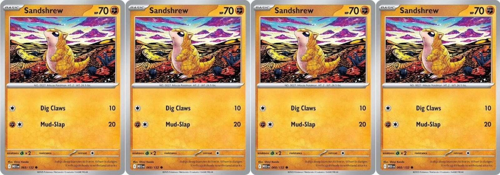 4x Sandshrew | Mega Evolution | 068/132 | Common | Normal | NM | Pokemon