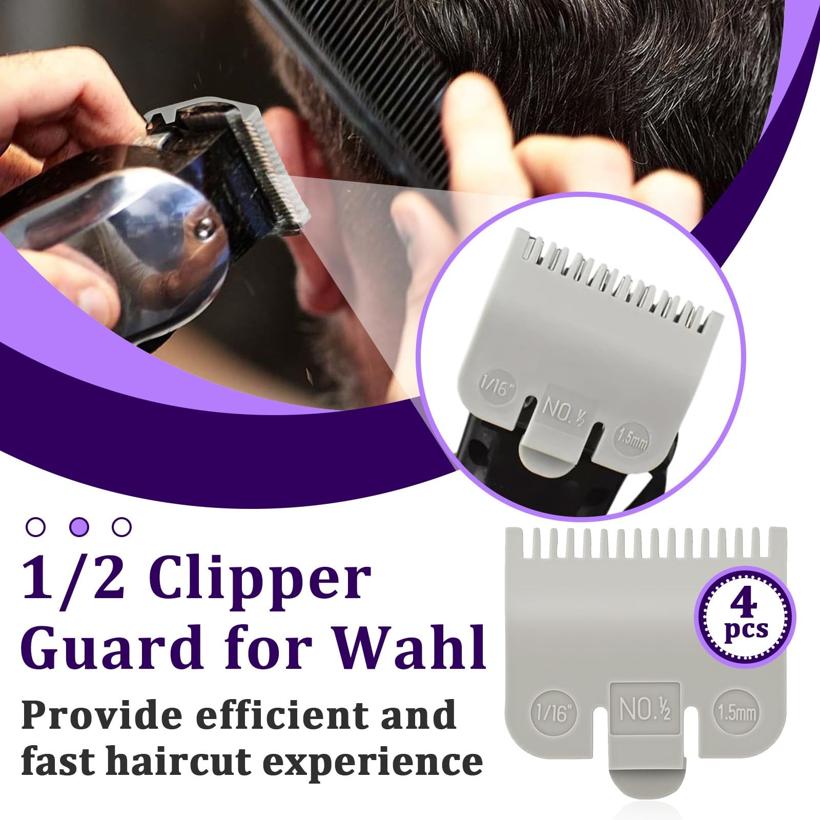 4 PCS Clipper Guards Set for Wahl, 1/2 Guard #3137-101, Premium...
