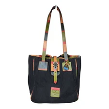 Dooney Bourke Bag Canvas Leather Tote Bag Purse Y2K Multicolor Patchwork 