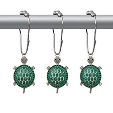 Teal Sea Turtles Shower Curtain Hooks Stainless Steel Decorative Shower Curta...