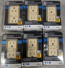 6 Eaton 15A 125V GFCI Outlet Wallplate Receptacle Light Almond Tamper Resistant