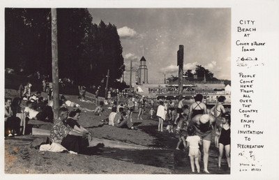 RPPC Idaho ID Coeur d'Alene City Beach and Amusement Park  Carousel c. 1940s