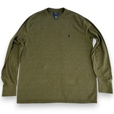 Polo Mens XL Thermal Shirt Ralph Lauren Olive Waffle Knit LS Cotton Blend
