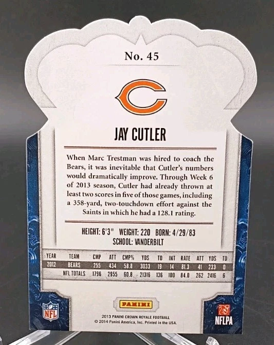 2013 Crown Royale Die Cut Jay Cutler #45 - Image 2 of 2