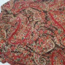 Pottery Barn Carrie Red Brown Paisley Floral Linen Blend Home Pair Curtain 50x92