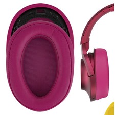 Geekria Protein Leather Ear Pads for Sony MDR-100ABN Headphones Bordeaux Red