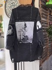 Black Denim Jacket with Leopard Print Collar, Graphic Patches, Women's — photo 1
