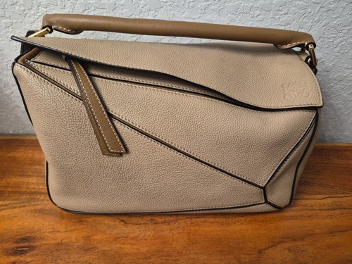 LOEWE Puzzle crossbody bag, sand medium size with gold hardware