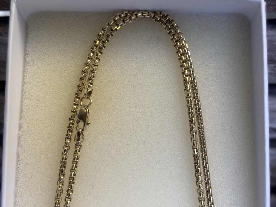 14k Gold Chain, 24 inch 2mm Round Box Chain, Italy | eBay