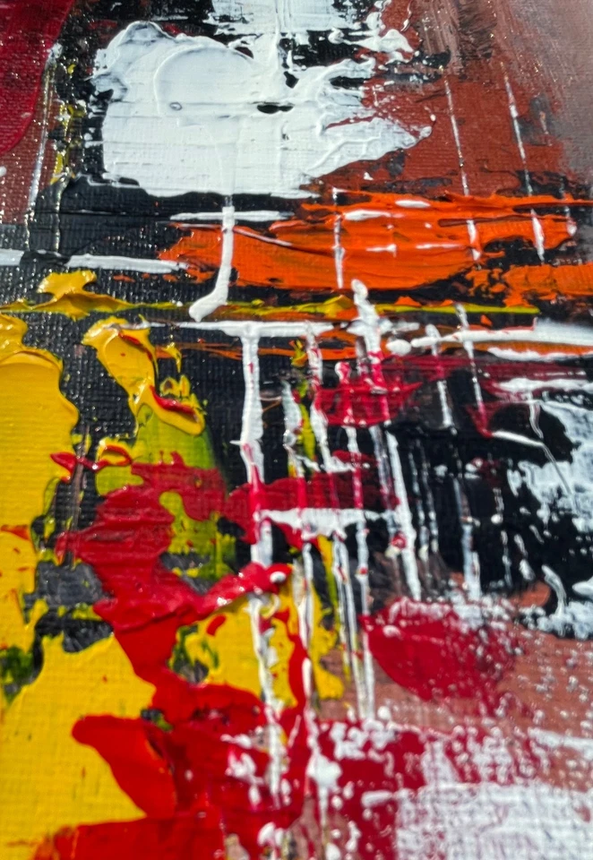 Original Art "Cityscape 3" 14x14 Canvas Expressionism Abstract Design Home Art - Image 4 of 4