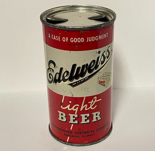 EDELWEISS LIGHT BEER flat top can Edelweiss CHICAGO A CASE OF GOOD JUDGEMENT