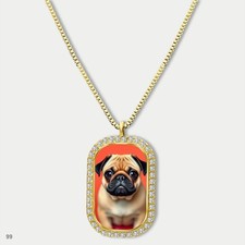 New Cute Pug Dog Breed Fashion Pendant Necklace Chain Picture Dog Tag Chain Gift