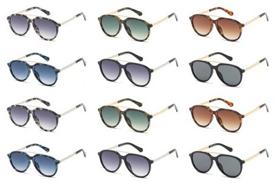 Round Sunglasses Women's 12 Pack Bulk Assorted Colors On-Trend Look UV Protected