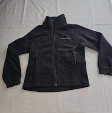 Columbia Fleece Jacket 7/8 Youth Black Full Zip Jacket Polyester Zipper pull