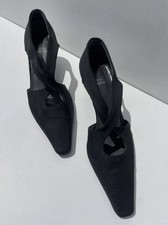 Vintage Stuart Weitzman Black Slingback Pumps Stretch Fabric Pointed Toe