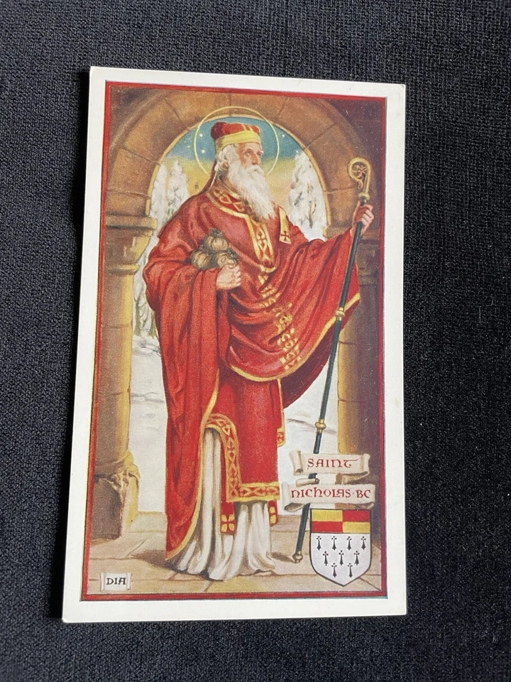 VINTAGE MOWBRAYS SAINTS CARD SAINT NICHOLAS FATHER CHRISTMAS SANTA - Image 2 of 4