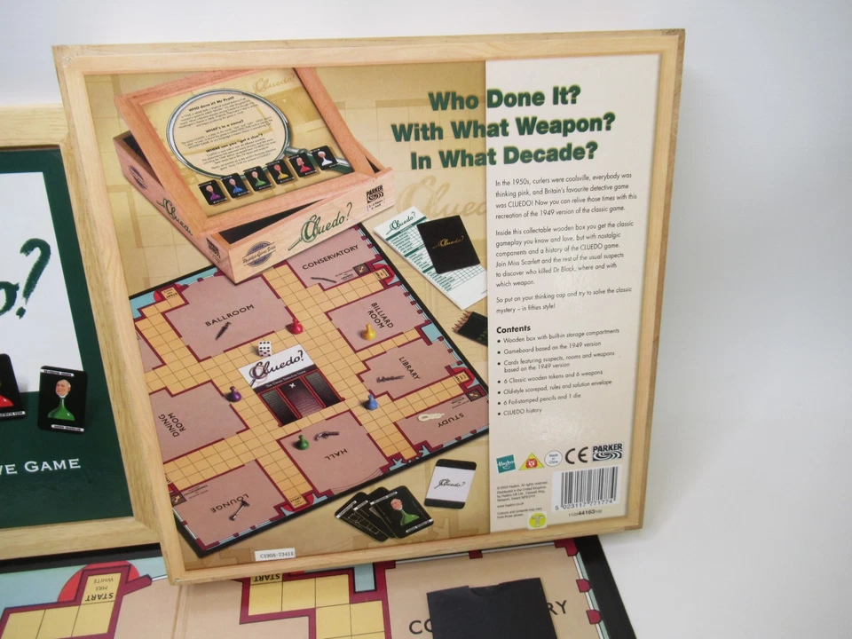 Cluedo Board Game Parker Brothers Wooden Box Version Complete Used DAMAGED BOX - Image 4 of 4