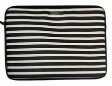 Kate Spade Laptop Sleeve 13" Black White Stripe Padded Zip Case