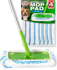 Microfiber Mop Pads for Swiffer Sweeper, Reusable 4-Pack, Machine Washable, Wet