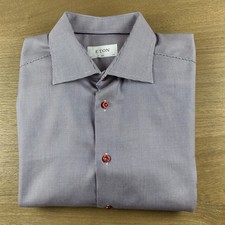 Eton Shirt Mens M 16.5-42 Slim Fit Houndstooth Long Sleeve Dress Button Up