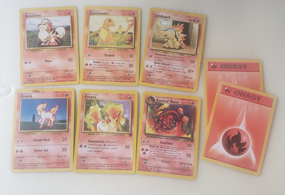 Pokemon Card Lot Fire Type Bundle Charmander Ponyta Growlithe Cyndaquil + Fire E