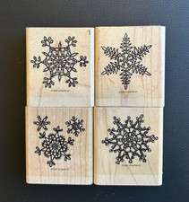 Stampin Up Lacy Snowflakes, Set Of 4, Wood Mounted, Rubber, No Box