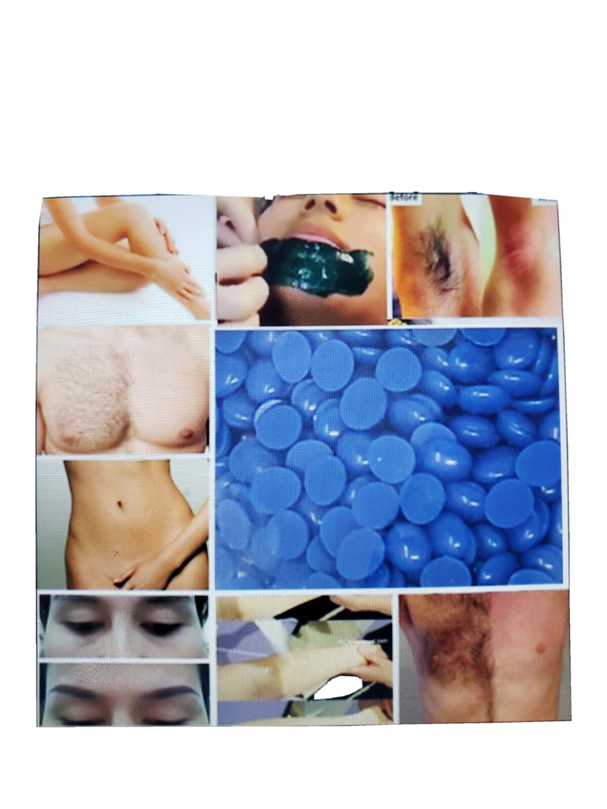 300g Hard Wax Beans Blue Depilatory Beads Stripless Hot Film Bikini with sticks