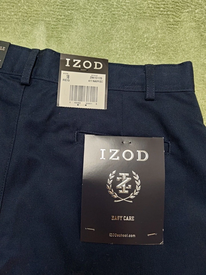 Pantalones Cortos Uniforme IZOD Niña Escuela Talla-18 Reg Azul Oscuro Chino Nuevos con Etiquetas Foto 3 de 4