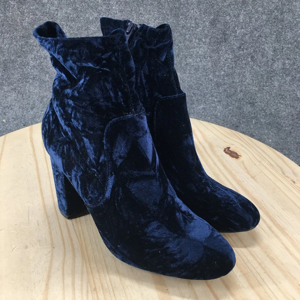 Mossimo Supply Co Botas Mujer 11 Botines Azul Terciopelo Cremallera Lateral Tacones Bloque Foto 3 de 4