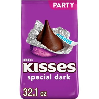 HERSHEY'S KISSES SPECIAL DARK Mildly Sweet Chocolate Candy, Individually Wrap...