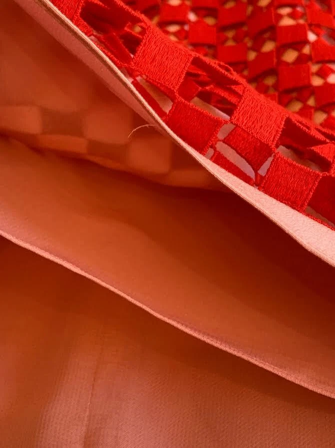 $3.990 AKRIS ABITO DA COCKTAIL MOTIVI CUORE GALLO SAN VALENTINO RICAMATO SOVRAPPOSIZIONE 8