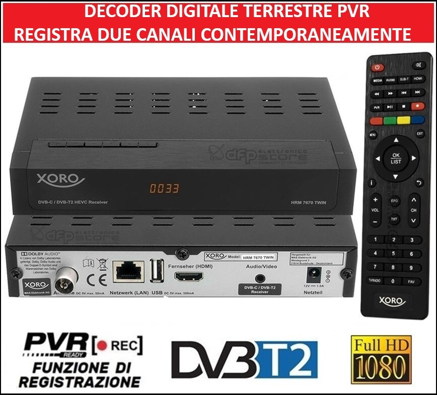 Ricevitore DVB-T2 con Funzione Registrazione PVR: Decoder HD Professionale