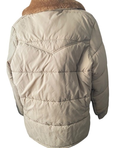 Walls Blizzard Pruf Puffer Jacket Men L Insulated Quilted Lined Fur Collar Tan - Picture 3 of 18