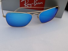 Ray-Ban RB3136 112/17 Caravan Gold Frame Blue Mirror Lenses Sunglasses 58mm