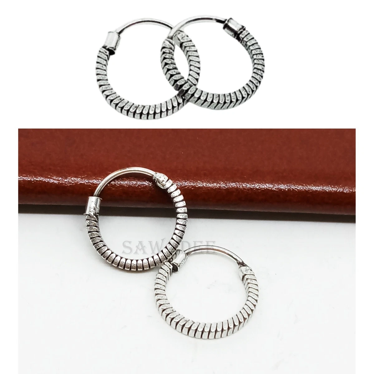 7 Paia Orecchini Acciaio Inossidabile di Orecchini Cerchio Piccoli per Uomini e Donne Ipoallergenici Set di Orecchini 8-20 mm (argento