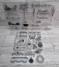 Sentiments Clear Stamps Birthday Thanks Love Lot of 3 Sets