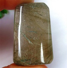 44x29x13mm Natural Green Rutilated Quartz Crystal Trapezoid Reiki Pendant ZL4353