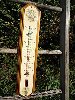 Thermomètre Mural émaillé SAUGE - 50 Cm, Bois Massif, Fabrication Française (neuf)