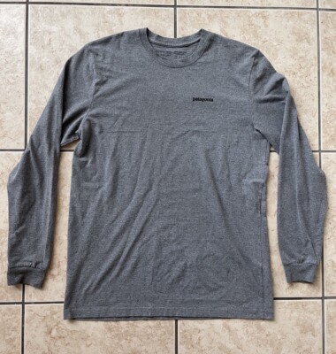 Patagonia Men s Long Sleeve Shirt Gray Large Graphic Outdoor Training Sports Tee