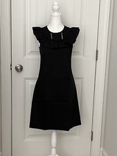 J.Crew NWT Women’s 00 Black Cotton Poplin Mini Shift Dress With Ruffles