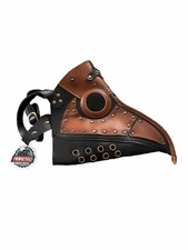 NWT Steampunk Brown Black Faux Leather Plague Doctor Long Nose Bird Mask