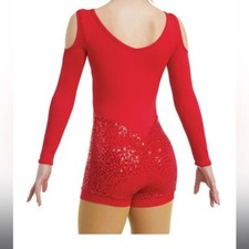 Weissman Dance Performance Costume Child  s Size XXL Red Sequin One Piece NEW