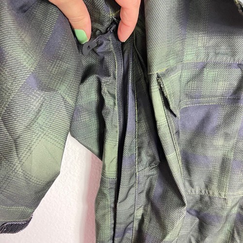 Eastern Mountain Sports Windbreaker Jacket Size M Green Plaid Hooded Full Zip - Picture 3 of 13