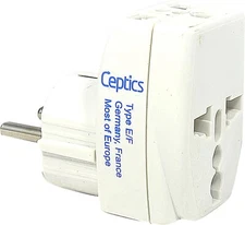 Ceptics GP3-9 3 Outlet Travel Adapter Plug Type E/F Schucko for Germany, France