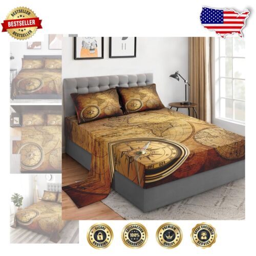 Vibrant World Map Microfiber Twin Bedding Set with Deep Pockets - Easy Care