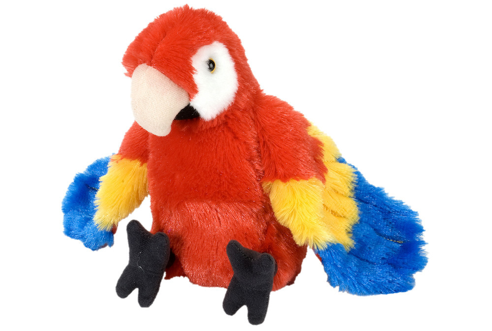 RED PARROT SOFT TEDDY BEAR TOY WILD REPUBLIC CUDDLEKINS 8"" MACAW BIRD CUDDLY